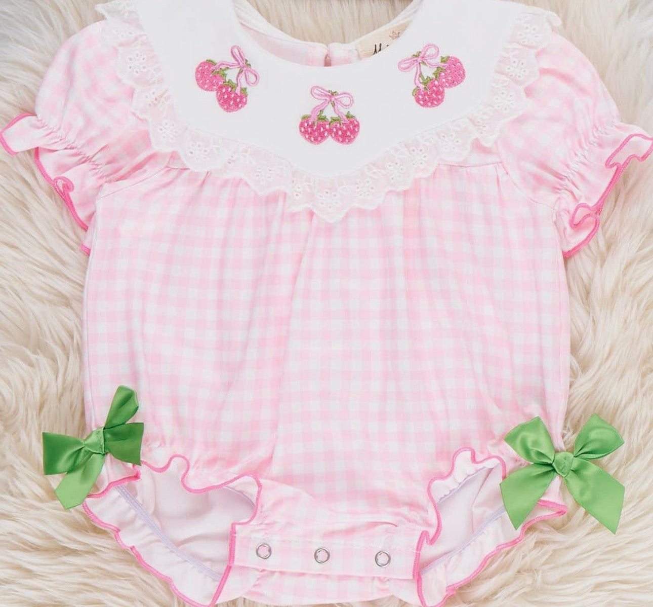 Sweet Strawberries Embroidered Bubble
