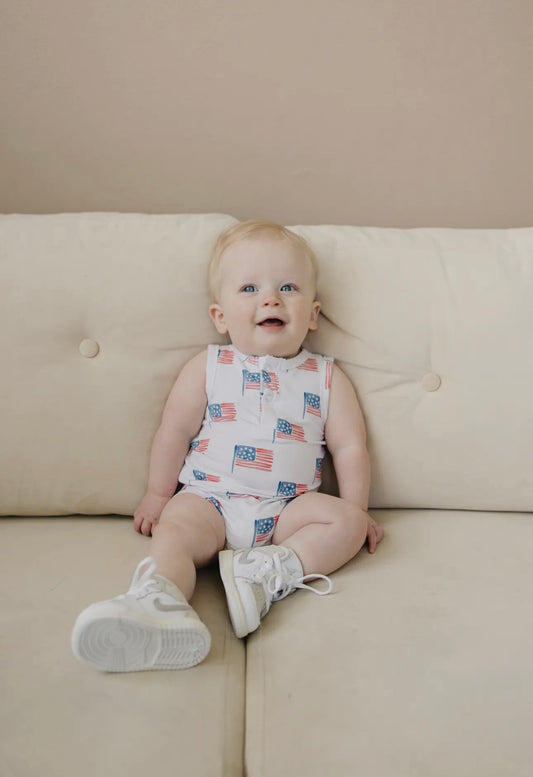 American Flag Boy Romper