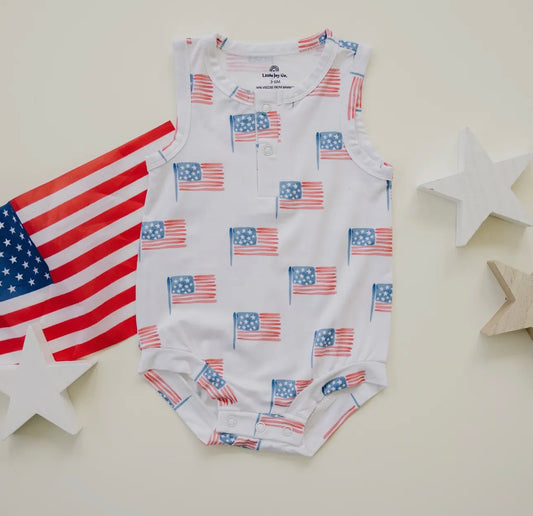American Flag Boy Romper