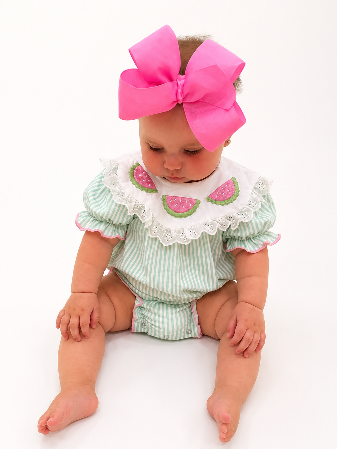 Melon Embroidered Ruffle Bubble