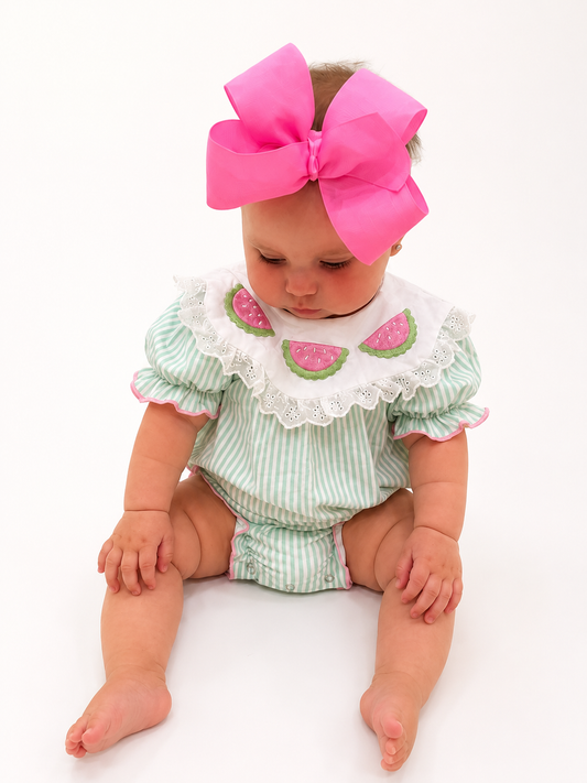 Melon Embroidered Ruffle Bubble